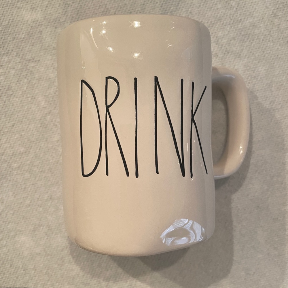 Rae Dunn DRINK White Ceramic Mug